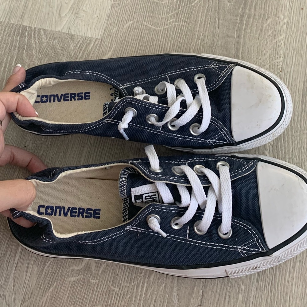 Blue converse slip on sneakers size 8